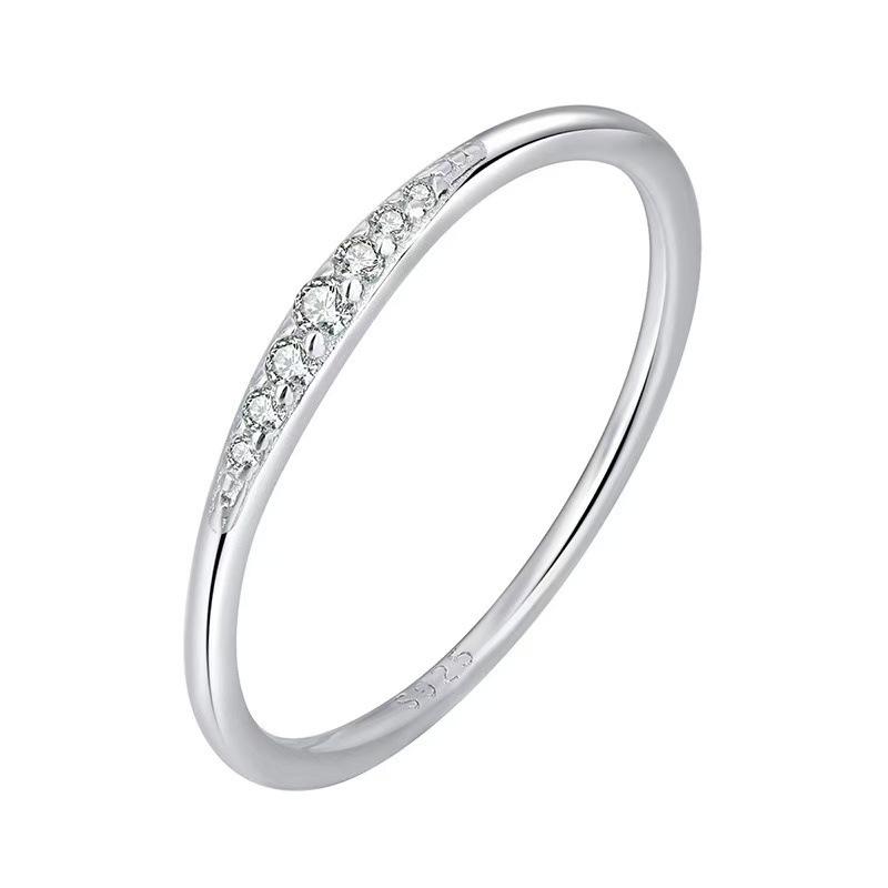 S925 word print copper inlaid zircon silver fashion women thin ring female Internet celebrity versatile