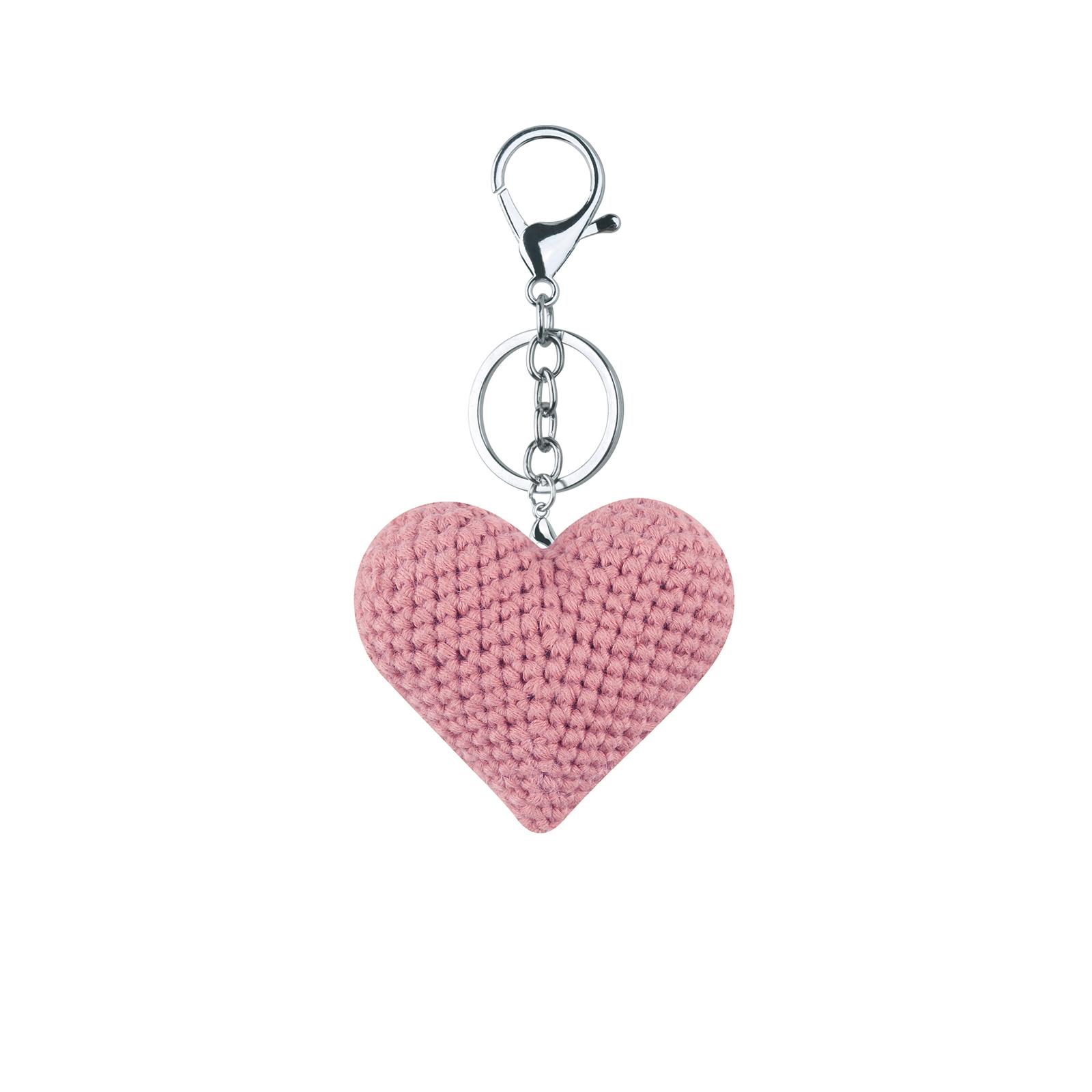 

Cute Handmade Knitted Heart Keychain Crocheted Key Rings Star Key Holder Handbag Pendants Charm Jewelry for Women Girls