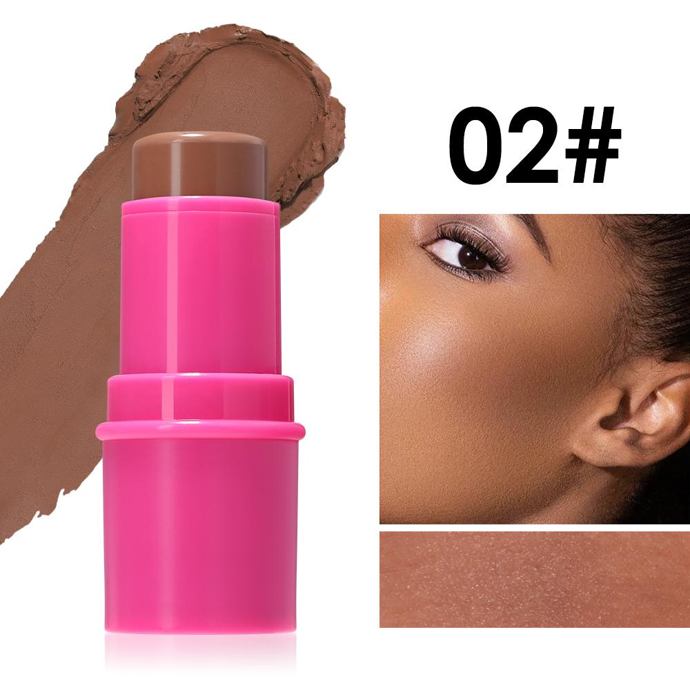 Julystar Makeup Stick, Contour Highlighter Blush Stick for Face, Shimmer High Light Stick, Creamy Natural Face Shaping Contour Brightening Blush Stick