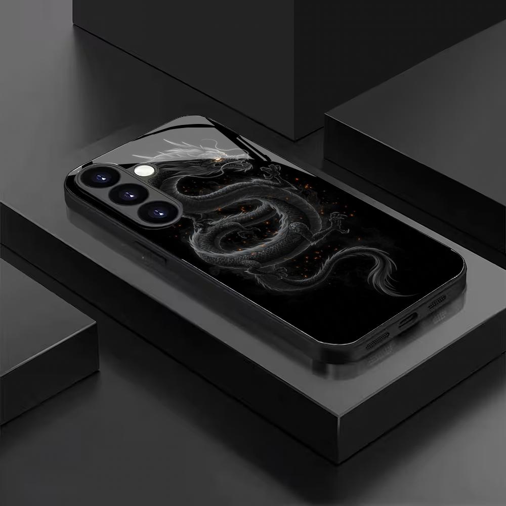Hartowane szklane etui na telefon z motywem smoka, odpowiednie do Samsung Galaxy S26 S25 S24 S23 S22 S20 FE/Ultra/Plus5G, odporne na upadki, tylna osłona