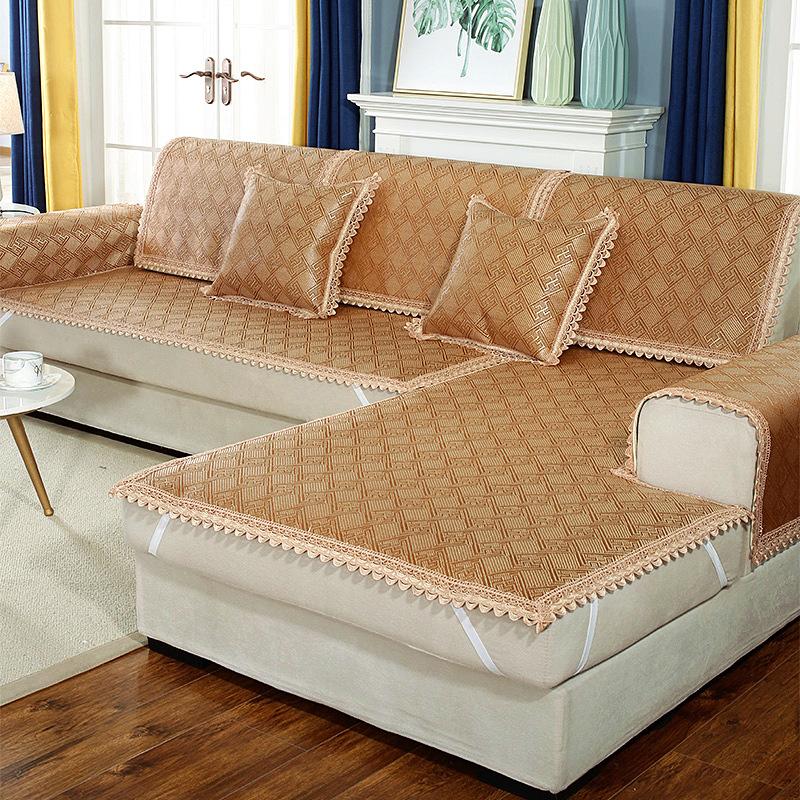 Sofa Cushion Summer Summer Summer Mat Cool Pad Ice Silk Cushion Summer Non-Slip Living Room Cover Four Seasons Universal Backrest Towel