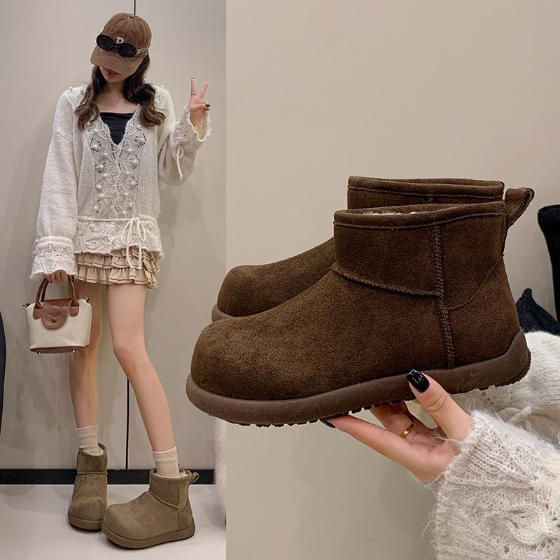 thick-soled snow boots women's new winter versatile velvet thickened warm cotton shoes big head bread short boots