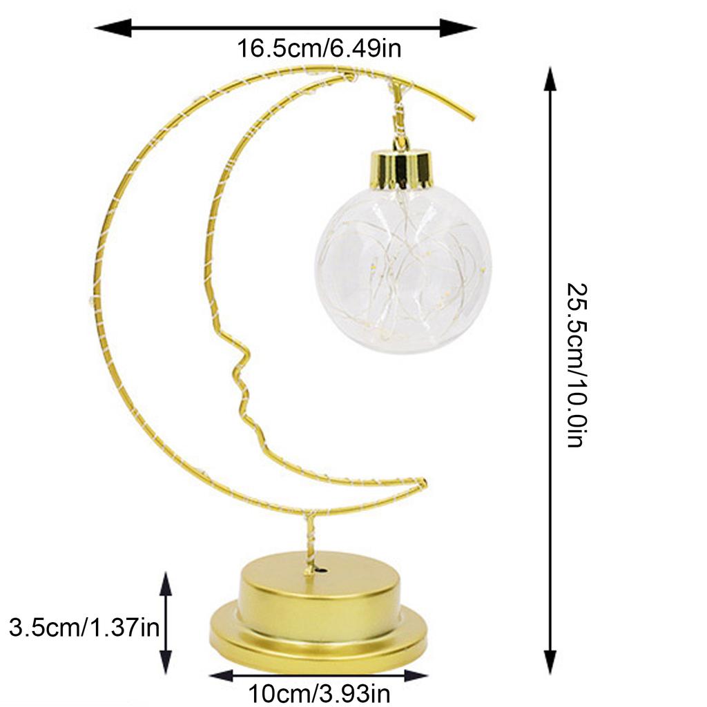 Moon Table Lamp Bedside Night Light for Bedroom Living Room Office Dorm Battery Operated Plug in Warm Light