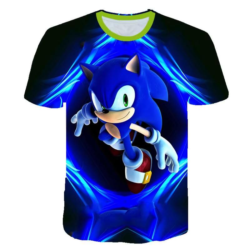 2026 Hot-selling New Anime Sonic The Hedgehog Movie 3D T-Shirt, Blue Lightning Full Print Tee for Kids & Adults, Casual Top