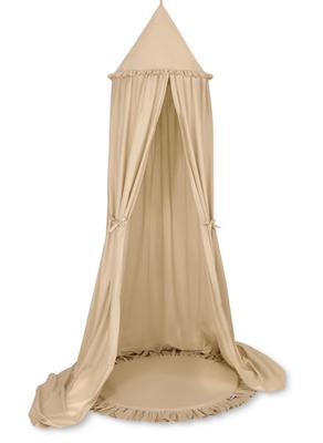 Set: Hanging Cotton Canopy for a Children's Room and a Mat with a Ruffle - Beige