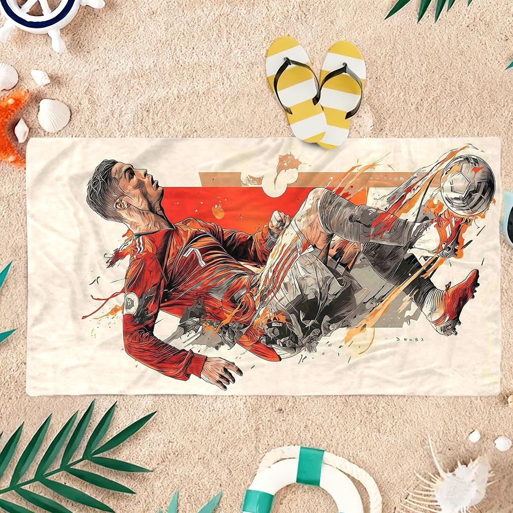 Ronaldo Ölgemälde Stil Strandtuch Schnelltrocknendes Handtuch Geeignet für Strand Yoga Pool Fitnessstudio Sport Handtuch Sommergeschenk für Freunde