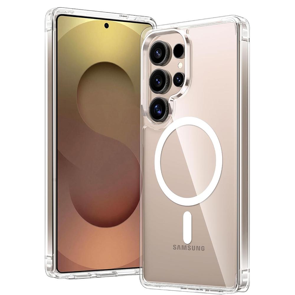 

Прочный магнитный беспроводной зарядный чехол Magsafe для Samsung Galaxy S25 S24 S23 S22 S21 FE Ultra Plus Гибридный Жесткий Чехол Прозрачный Мягкий S25