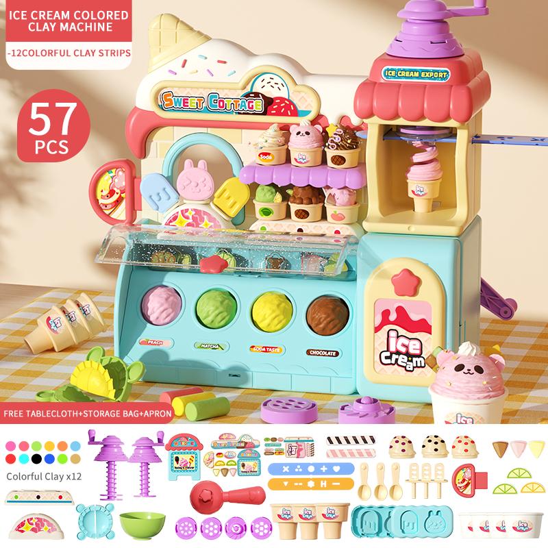 Kinder Farbton Knete Nudelmaschine DIY Knete Werkzeuge Eiscreme Plastilin Form Set Puzzle Spielzeug für Jungen Mädchen Geburtstagsgeschenk