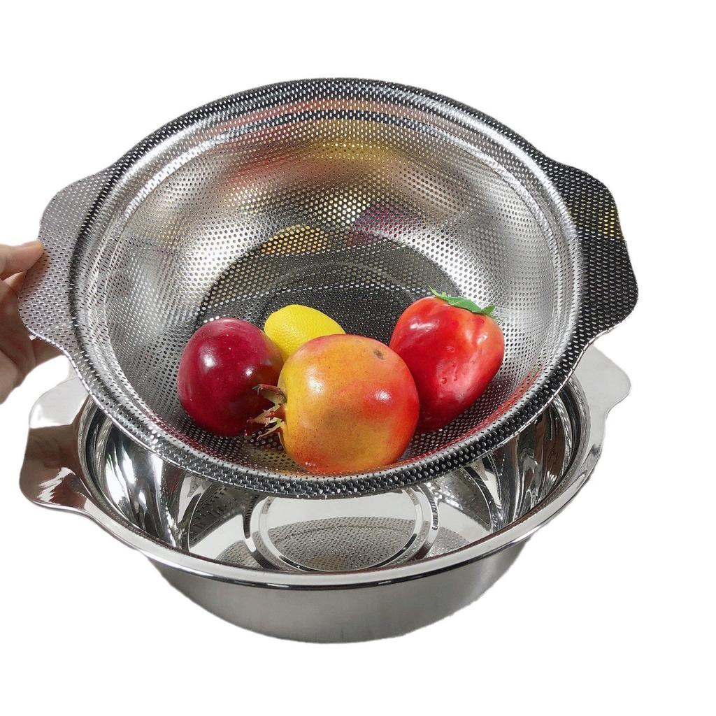 Washing Bowl Stainless Steel Microporous Colander With Handle Multifunctional Stainless Steel Sink Drainer Basket Strainer bowl