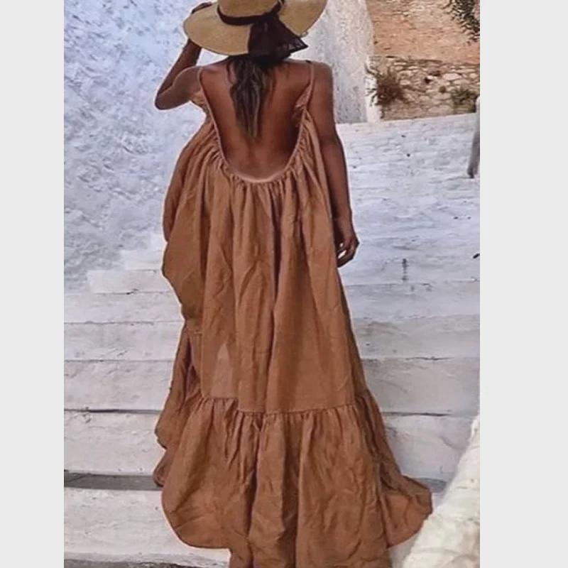 Spot 8078 Umstands-Strandkleid: Europäischer und amerikanischer Stil, sexy ärmelloses Swing-Sommerkleid für Damen