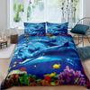 Cartoon Octopus Bedding Set King/Queen Size,Ocean Underwater World Duvet Cover Kids Sea Coral Fish 2/3pcs Polyester Quilt Cover