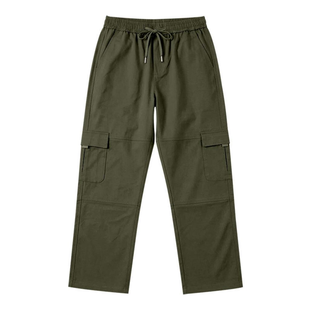 Herren Cargo-Hose Elastischer Bund Mehrere Taschen Gerade Weiter Beinteil Lässig