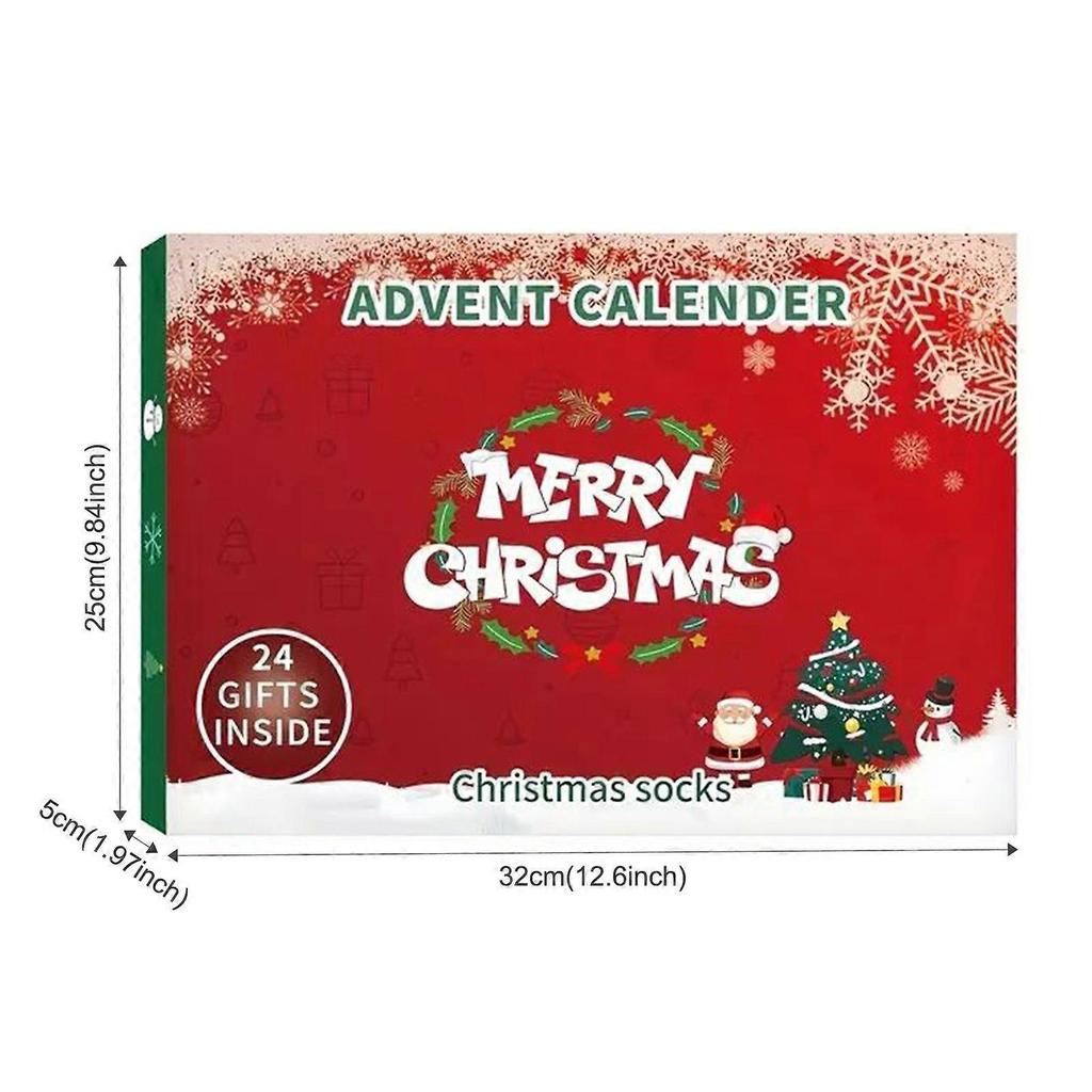 24 Pairs Christmas Sock Advent Calendar 2025 Unisex Socks 24 Days Countdown Gift for Adults Xmas Party Favor(Novelty)