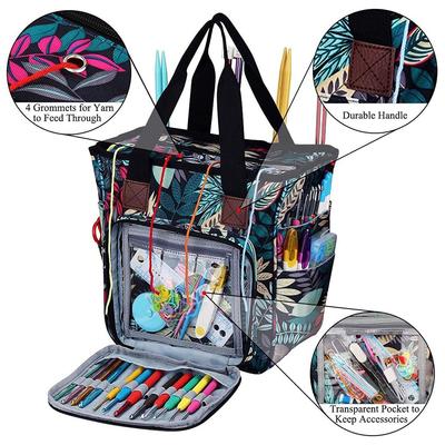 Bolsa de ganchillo para almacenamiento, bolsa de ganchillo para almacenamiento, tela Oxford multifuncional, bolsa de almacenamiento de hilo a prueba de polvo, multicolor