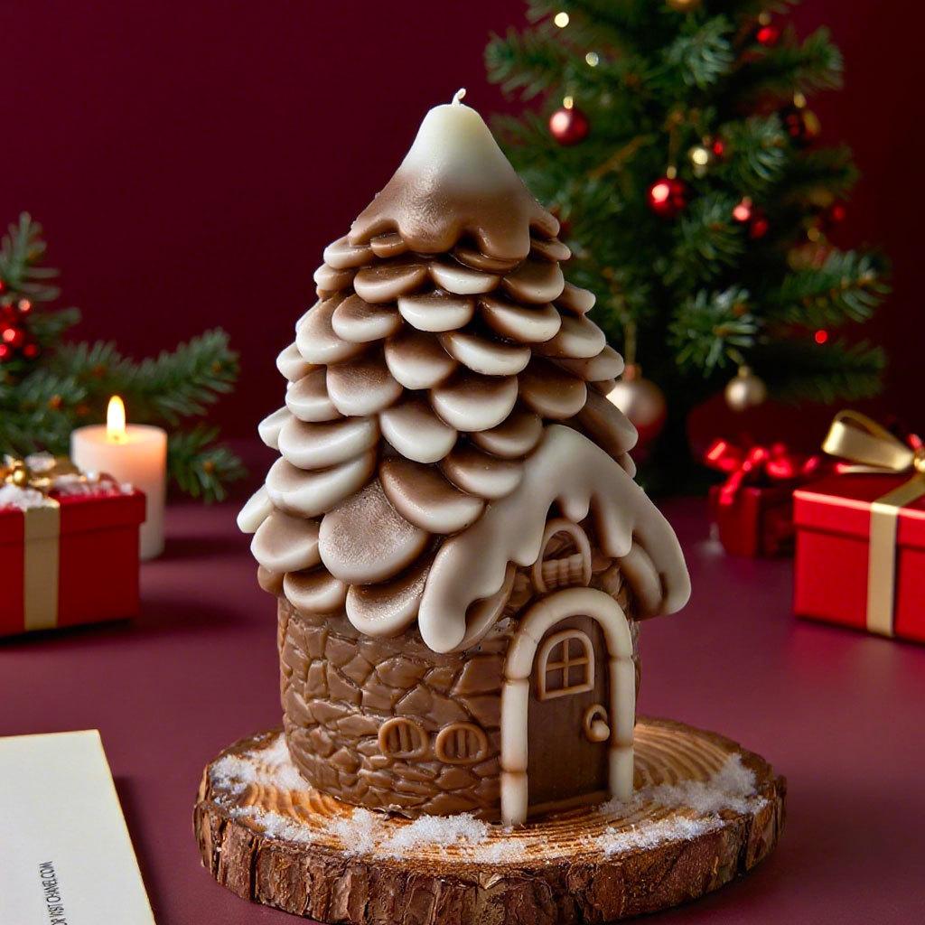 DIY Christmas Candle Pinecone Snow House Silicone Mold Handmade Aroma Plaster Resin Form Mould Soy Wax Candle Making Supplies