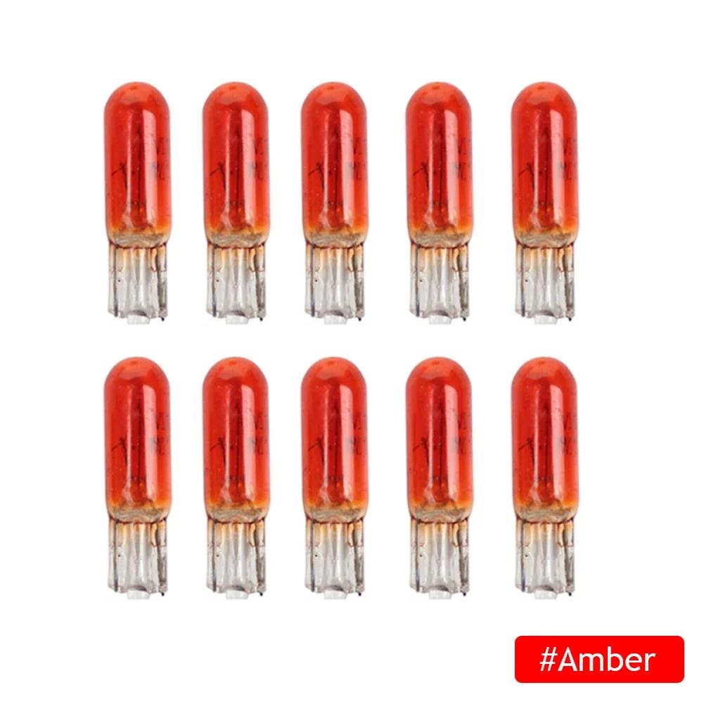 10pcs W2W T5 12v 1.2w Car Halogen Lamp Instrument Lights Dashboard Bulb Auto Interior Light Car Styling Blue Red Amber Yellow