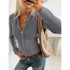 New Autumn and Winter Women's Zipper Cardigan Sweater Long Sleeved Slim Elastic Sweater Solid Color Personalized Street Outfits
