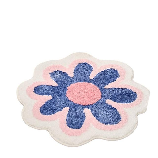Bloemenkleed Superzacht Flocking Pluche Vloermat Woonkamer Antislip Tapijt Sofa Bedrandkleden Baby Kruipmat Deurmat Kleed 60x60cm wit