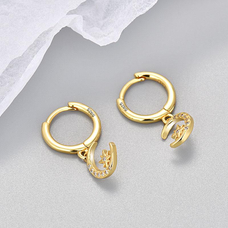 925 Silver Earrings For Women Trendy Heart Star Zircon Earring Jewelry Prevent Allergy Party Accessories Gift