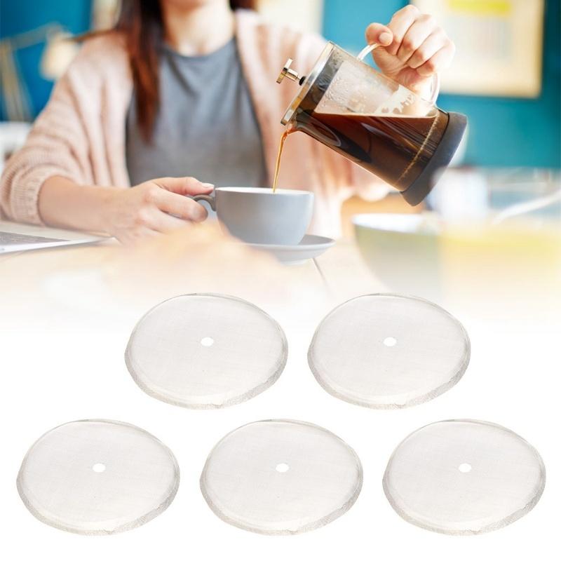 5Pcs 80 Mesh Reusable Stainless Steel Filter Mesh For 600ml French Press Pot Accessory