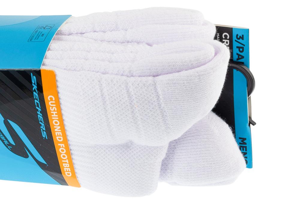 Skechers 3pk Mens PF PBall Crew Socks, Mens white Socks