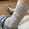 Summer Lightweight Sock Children's Mid-length Retro Patterned Pile Socks, Simple Pile Socks, Breathable and Versatile