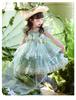 Girl Lolita Princess Dress Summer 2026 New Green Flower Puff Dress Super Fairy Fantasy Children's Dress