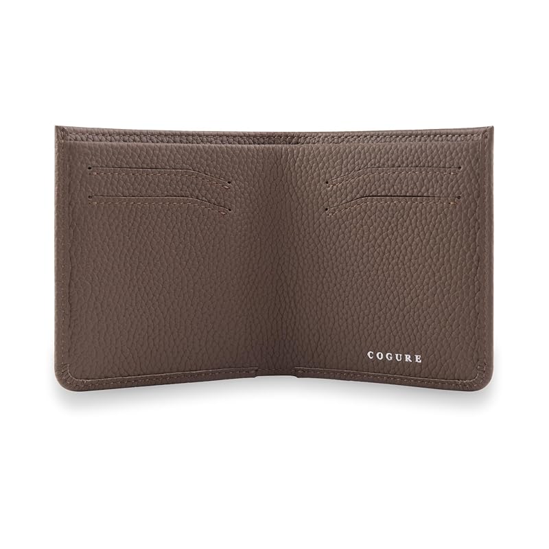 

[COGURE] Kogre wallet bi-fold mini wallet genuine leather shrink calf leather wallet coin purse card holder unisex with gift box COPM03-Etoupe Etope