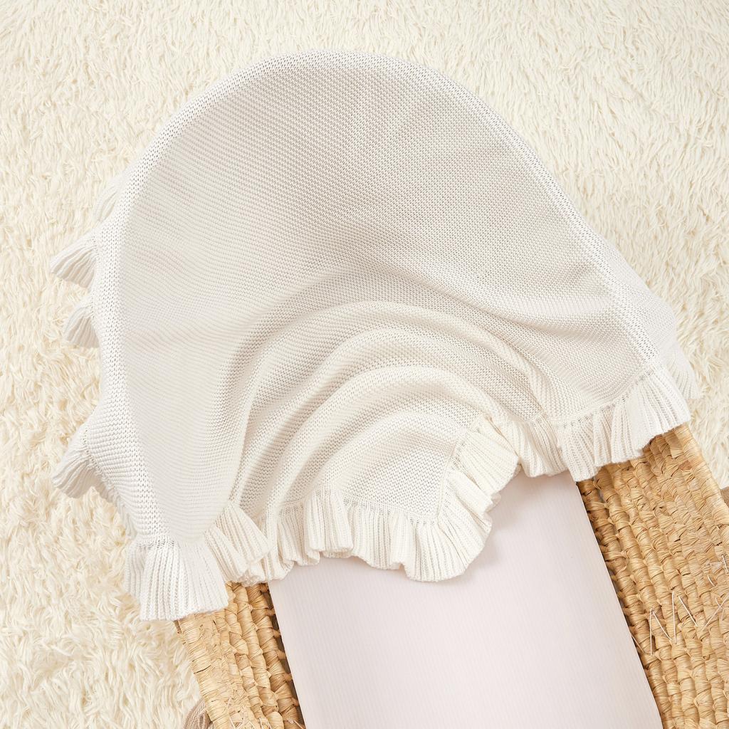 Autumn Winter Blanket Baby Lotus Leaf Edge Blanket Comfortable Cotton Knitted Strollers Cover Children's Bed Throw