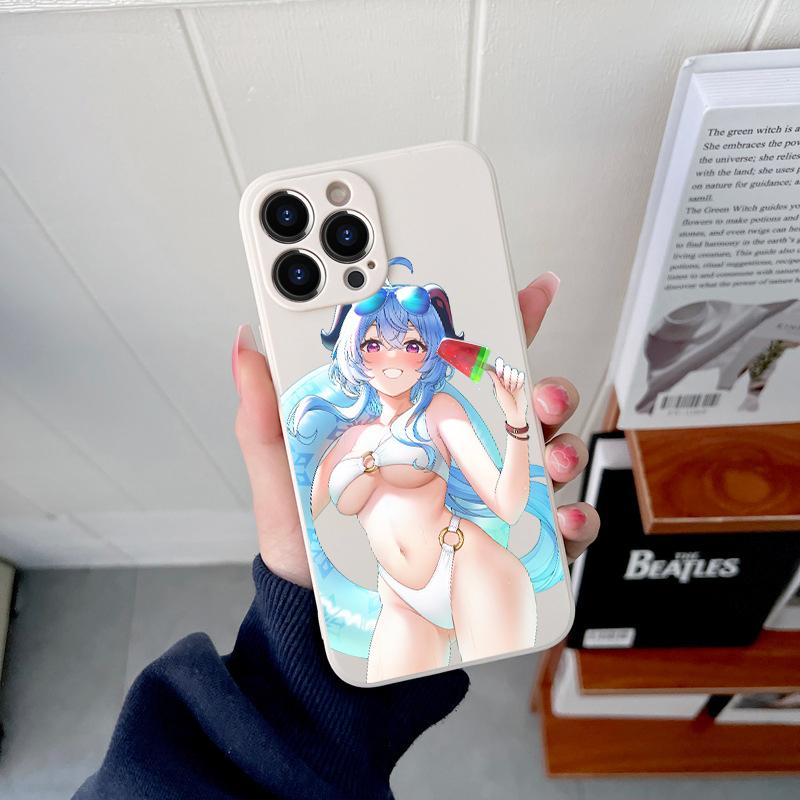 Genshin Impact Sexy Girl Original Square Liquid Silicone Phone Case For iPhone 14 11 12 13 Pro Max X XS XR 7 8 Plus DIY Cover