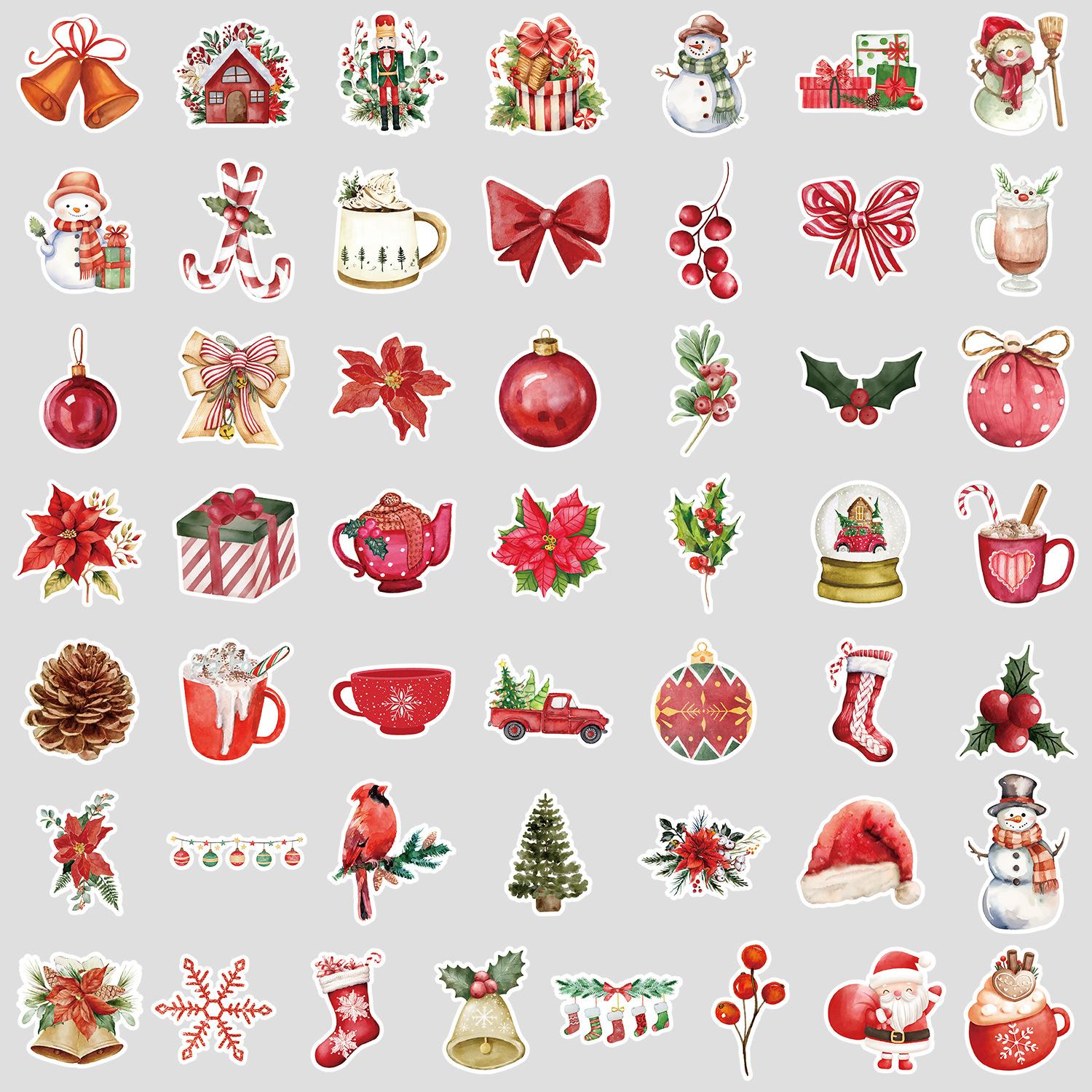 

50 Pieces of Nordic Christmas Graffiti Stickers, Waterproof Decorative Stickers for Mugs, Luggage, and Other Creative DIY Stationery Stickers