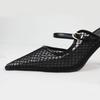 Módní špičaté sexy síťované dámské sandály na vysokém podpatku 2025 léto nový designér černé slingback jehlové elegantní boty pro kancelářskou dámu