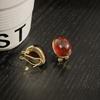 Maillard Style Amber Water Drop Ear Buckle Temperament Niche Design Sense Retro Light Luxury Fashion Earrings Women