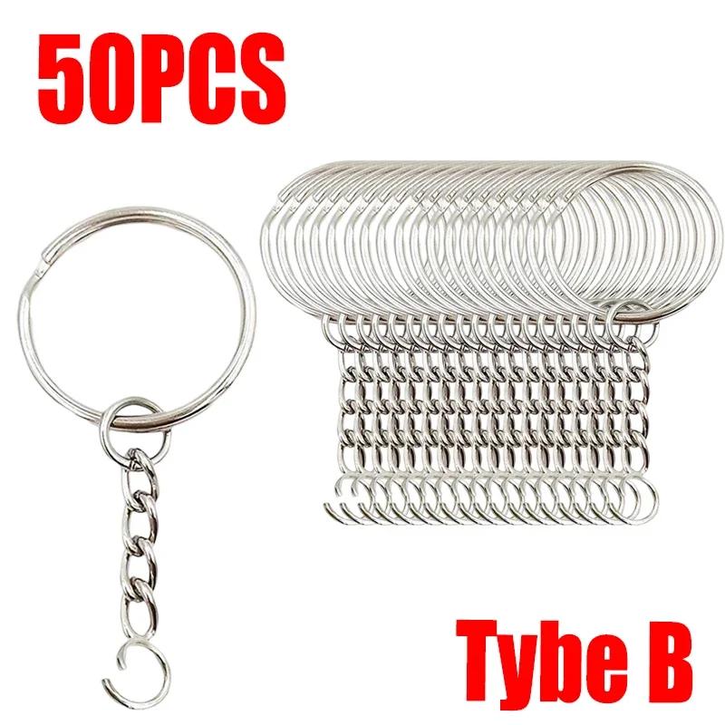 20/50/100pcs Metal Keyring Keyfob Stainless Steel Anti-rust Key Holder Keychains Pendant Key Ring 30mm/25mm/20mm