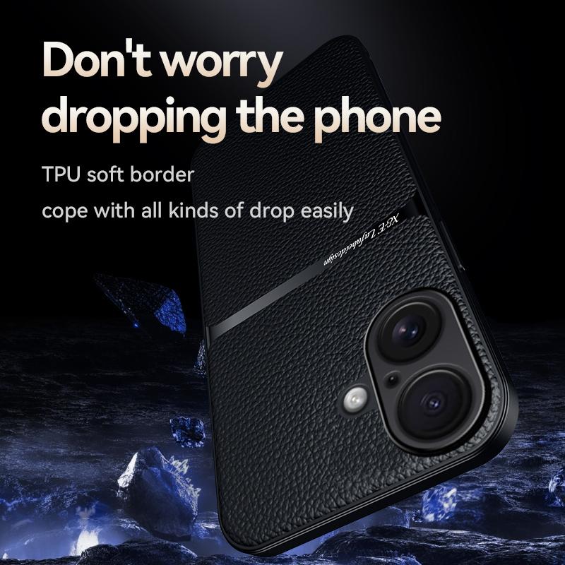 For Apple iPhone 17 17 Pro 17 Pro Max 17 Air Leather Texture, Built-in Magnetic TPU Soft Anti-drop Anti-fingerprint Phone Case