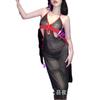 Sexy Seduction split cheongsam perspective role-playing sexy underwear night fans high fun three-point Z black yarn women