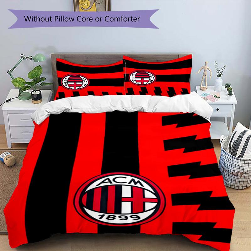3pcs A-AC Milan Design Cover Set - HD Printed Bedding with 1 Cover and 2 Pillowcases - Perfect for Home and Dorm Decor