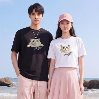 FivePlus Summer Cat Print Couple T-Shirt