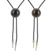 Bolo Tie für Damen Herren Amerikanisch Western Cowboy Bolo Krawatte Vintage Runder Stein Geflochtenes Lederseil Krawatte Krawatte Halskette