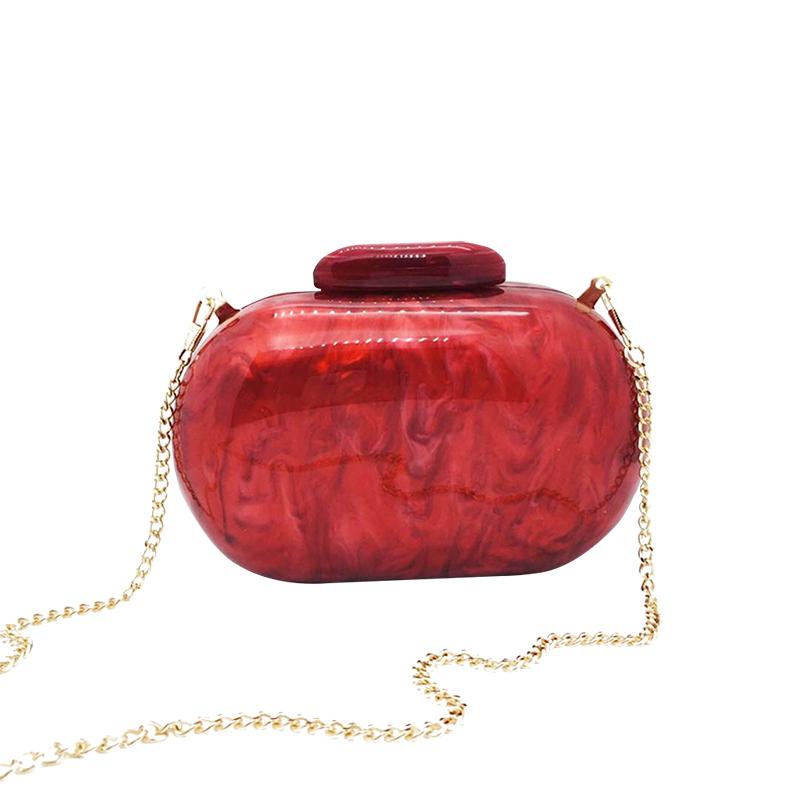 

Luxury Designer Handbags Pearlescent Round Acrylic Evening Clutch Bags Wedding Party Vintage Red Chain Crossbody Bag Mini Wallet красный