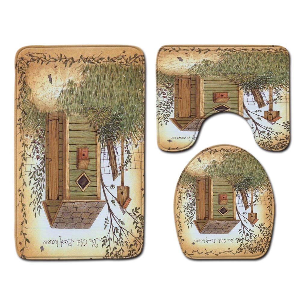 

Halloween Bathroom Toilet Three-Piece Floor Mat Doormat Bathroom Carpet three-piece 45 * 75cm