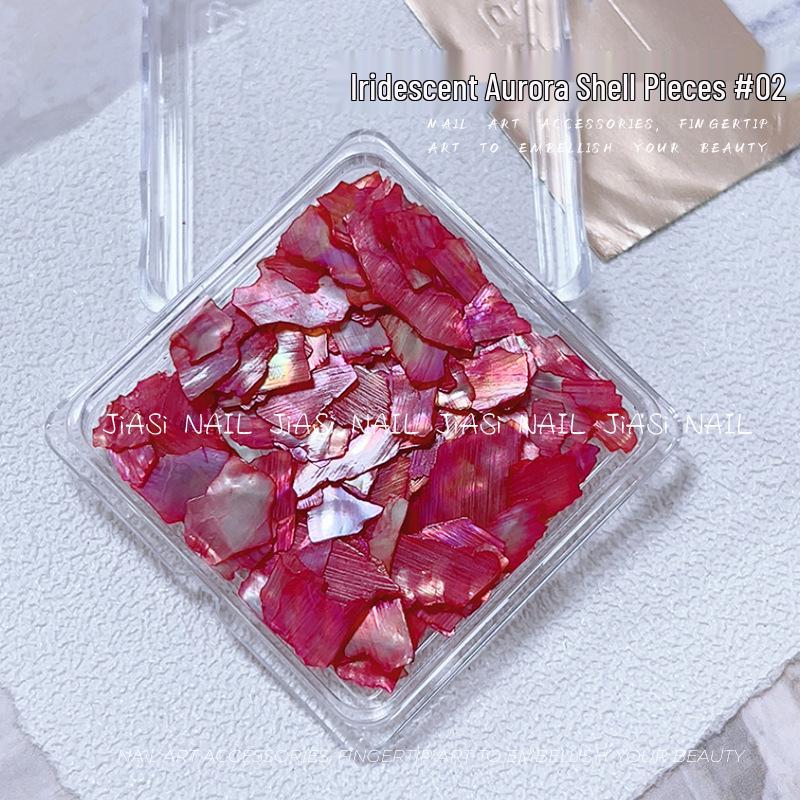 Iridescent Abalone Nail Decor: Ultra-Thin Shell Fragments in 6-Grid Box