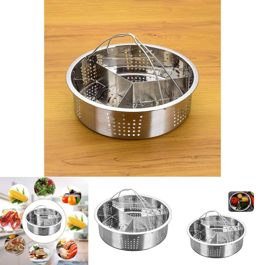 Stainless Steel Steaming Rack With Dividers For Rice Cooker And Microwave Cooking
