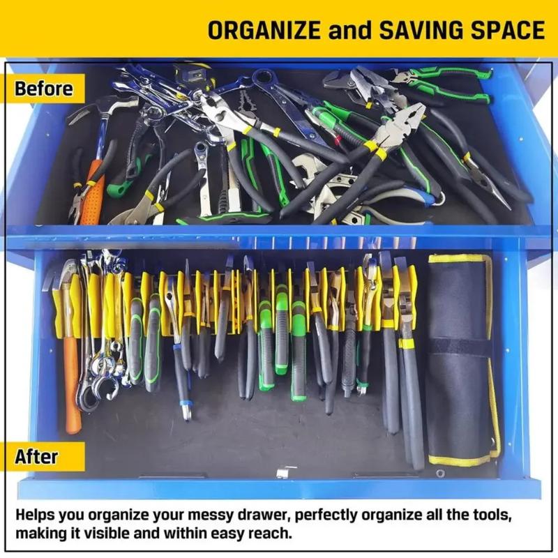 Practical Plier Organizer Rack Holds Up To Ten Pliers Drawer Toolbox Sturdy Pliers Tool Organizer Storage Rack Space-Saving