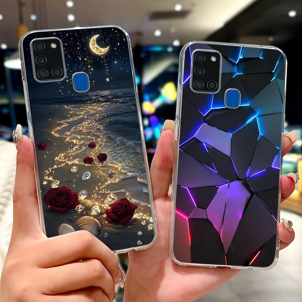For Samsung A21s Case Cover Clear Fashion Luxury Cute Painted Back Cover For Samsung Galaxy A21s Phone Case A217F A217M A217N