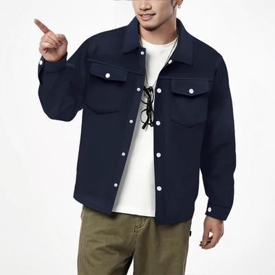 Herbst Winter Europäisch Amerikanisch Lässig Herren Revers Einreihig Einfarbig Doppeltaschen Schlanke Jacke