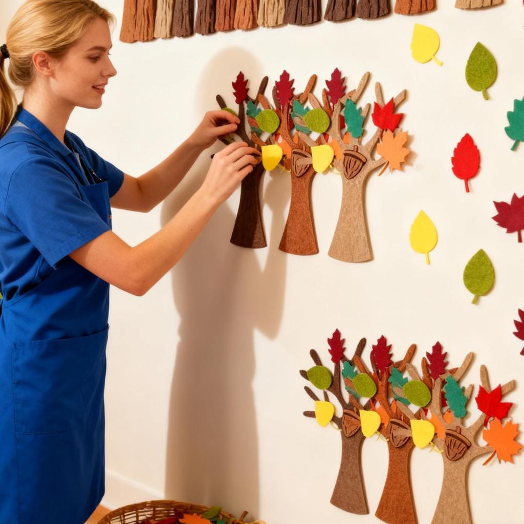 96 Pieces Maple Leaves Fall Decor Felt Tree Crafts Thanksgiving Party Supplies DIY Art Crafts For Home Decor Party Favors