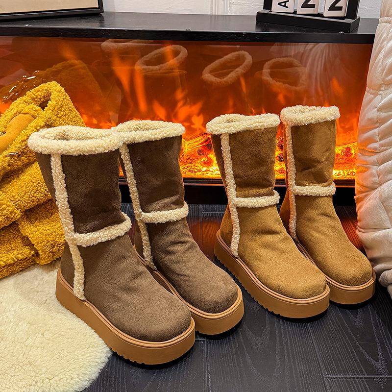 Snow boots 22 winter new small thickened muffin bottom velvet thick-soled warm cotton shoes