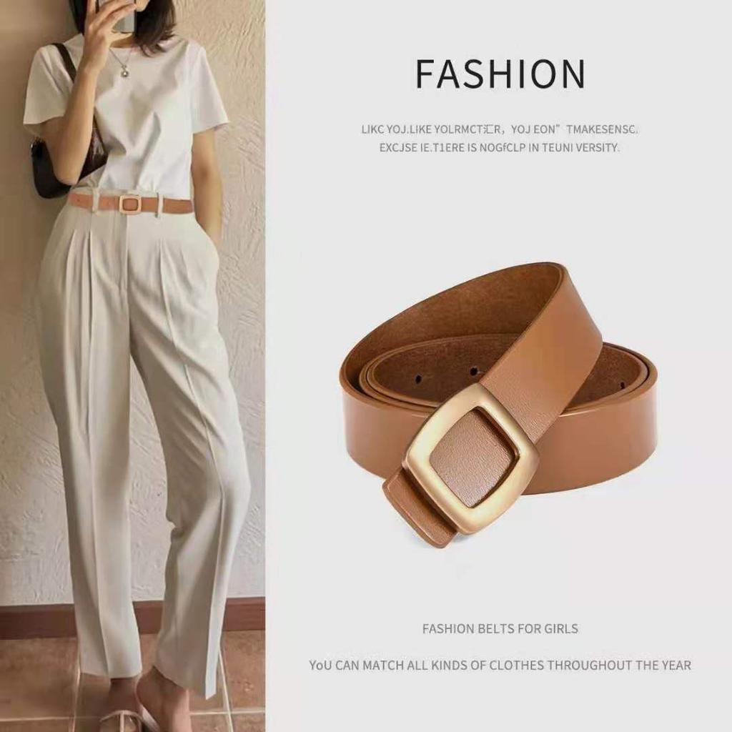New Non-Interlayer Leather Women'S Belt Double-Sided Use Versatile Simple Belt Casual Jeans Belt