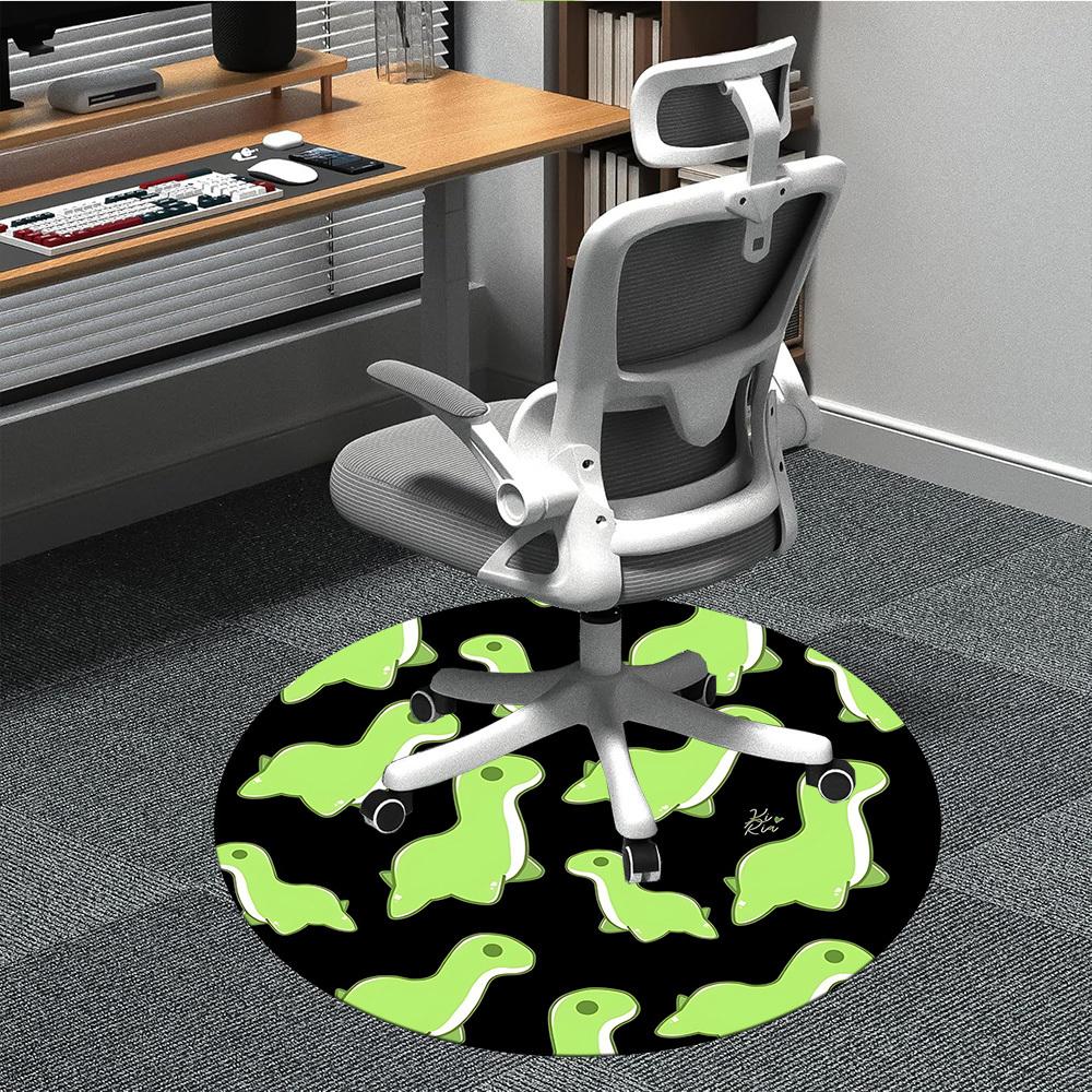 1pc Dino Green Office Round Area Rug, Under Office Chairs Bedroom Living Room Home Decor, Room Deco, Available in Various Sizes